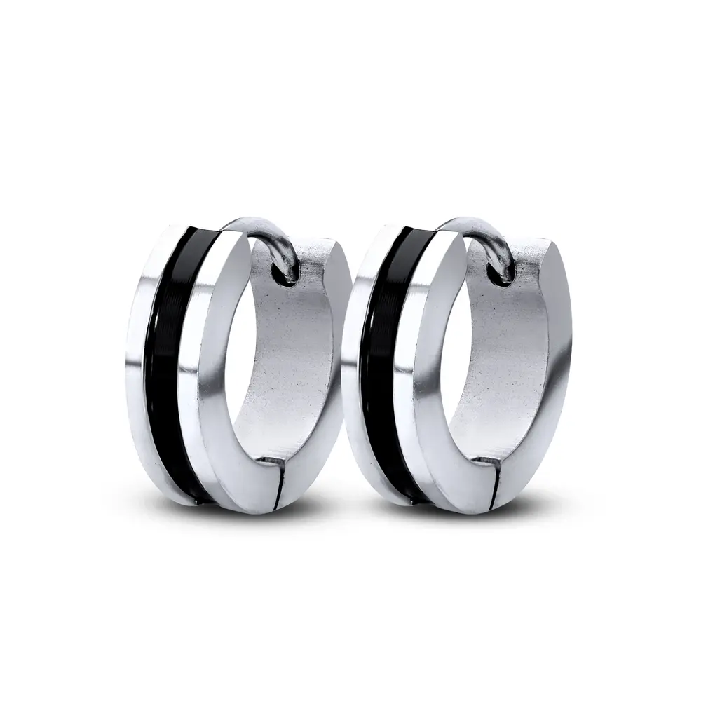 Brinco  Aço Argolinha Carbonada No Meio
