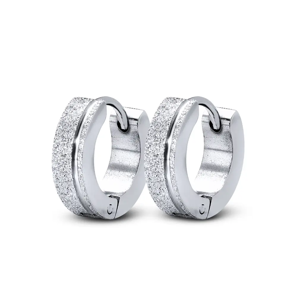 Brinco  Aço Argolinha Diamantada