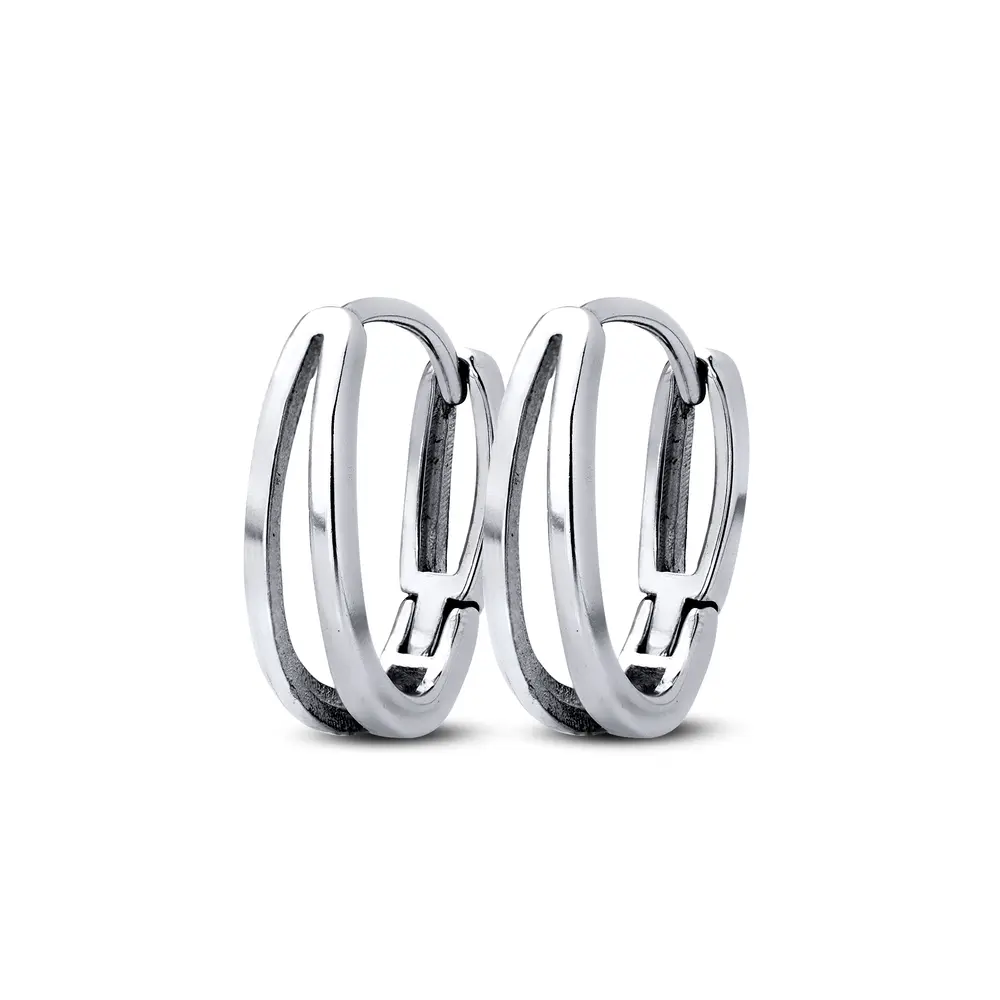 Brinco  Aço Argolinha Oval Vazada