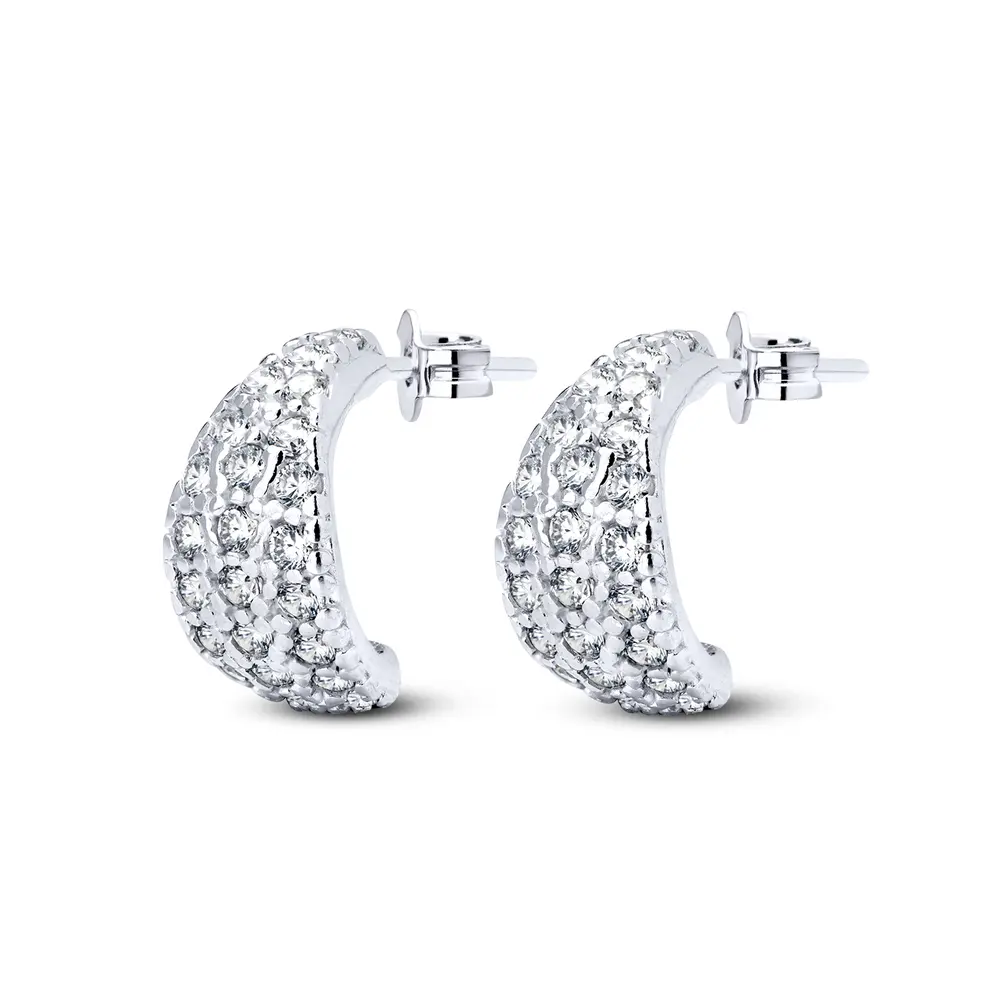 Brinco Prata Argola Com Zircônias