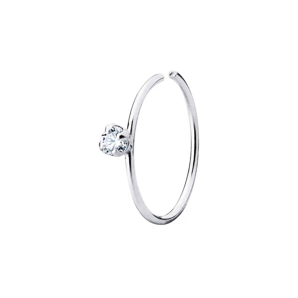 Piercing De Nariz Prata Argola Com Zircônia