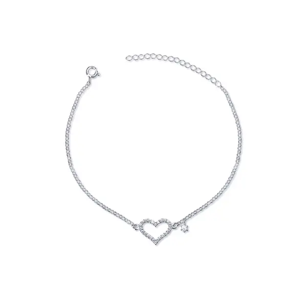 Pulseira Prata Coração Com Zircônias