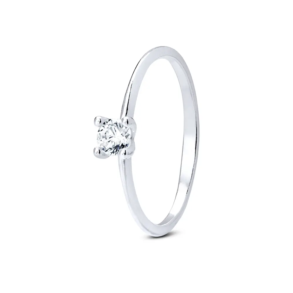 Anel Prata Solitário