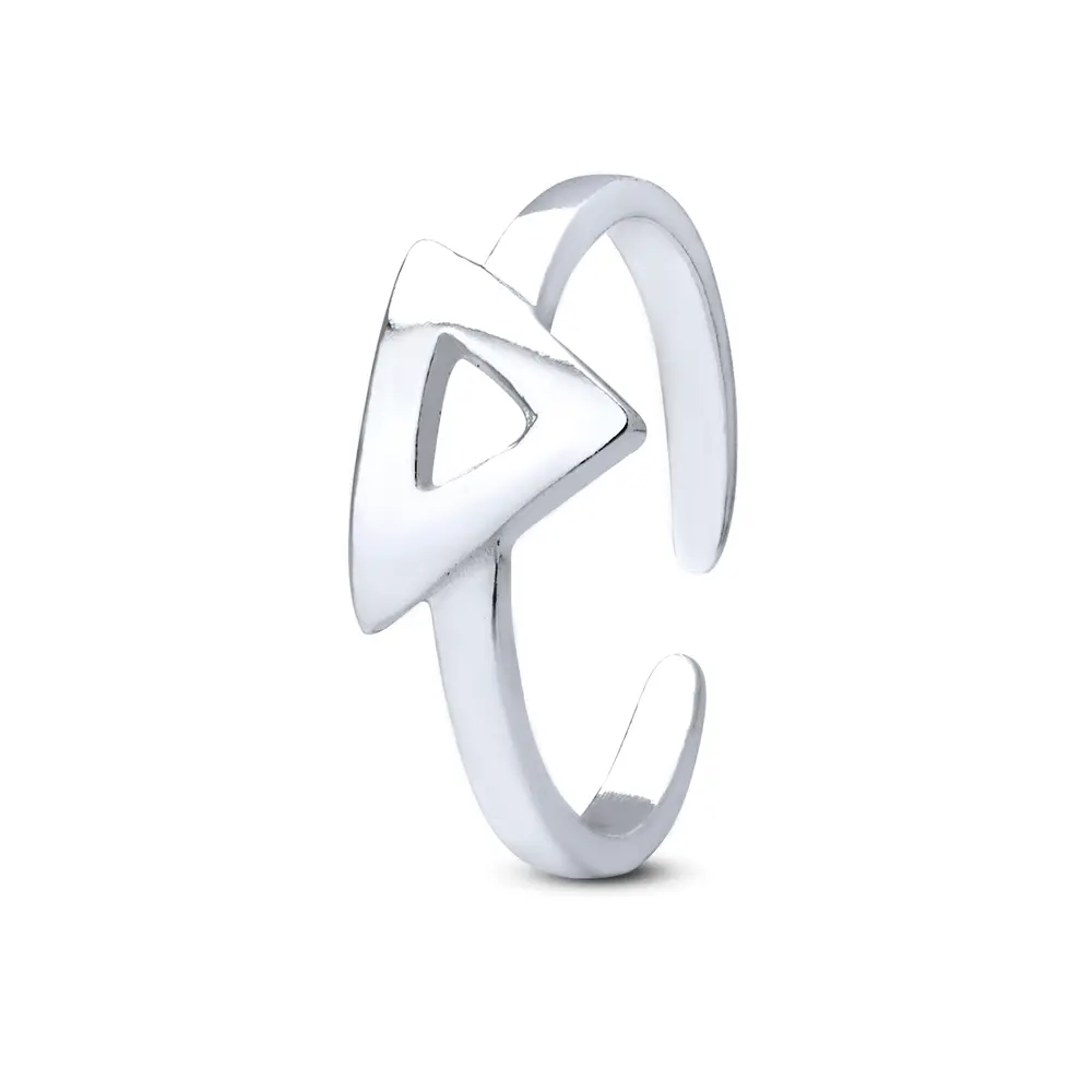 Anel Prata Falange Triângulo