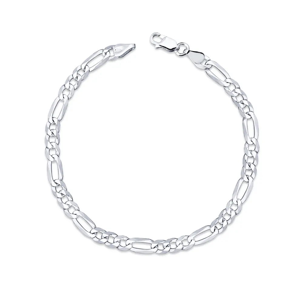 Pulseira Prata Masculina Figaro 19cm 4mm