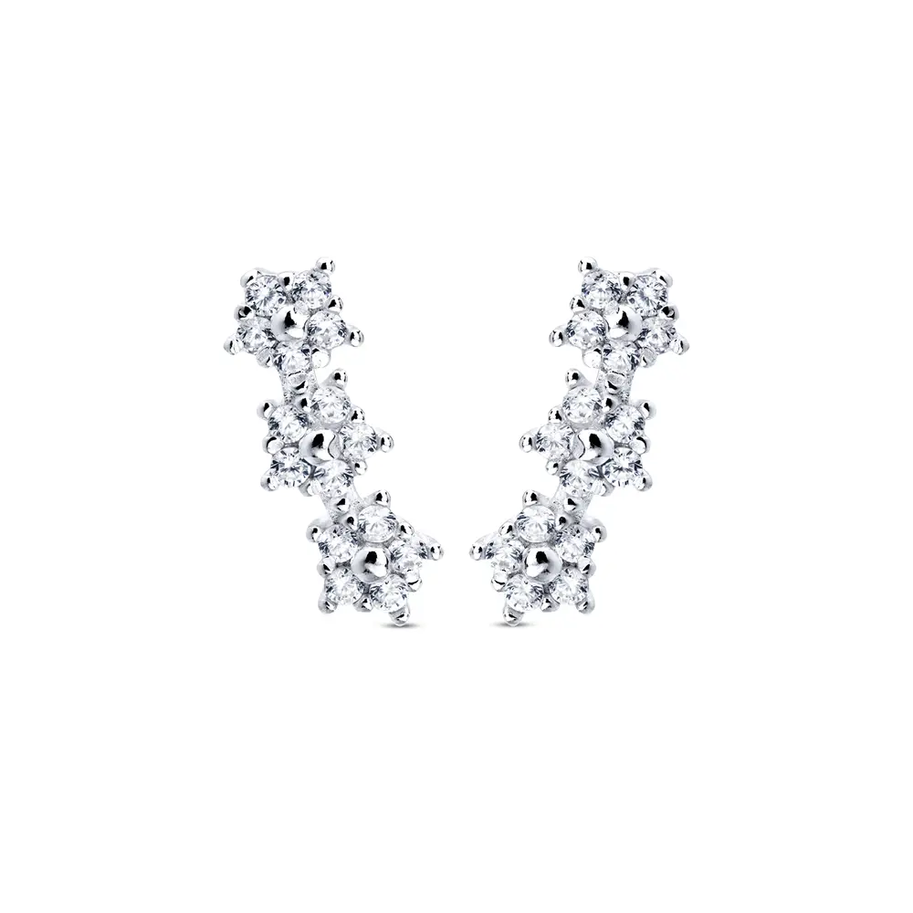 Brinco Prata Ear Cuff Estrelas P