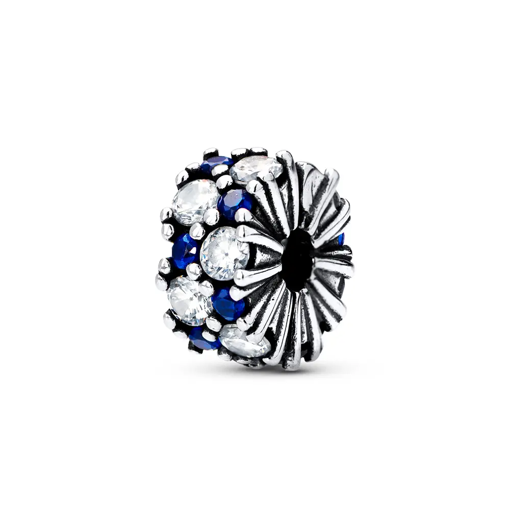 Berloque Prata Art Colection  Com Zircônias  Brancas E Azuis