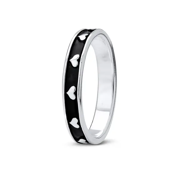 Anel Prata Envelhecido  Coração