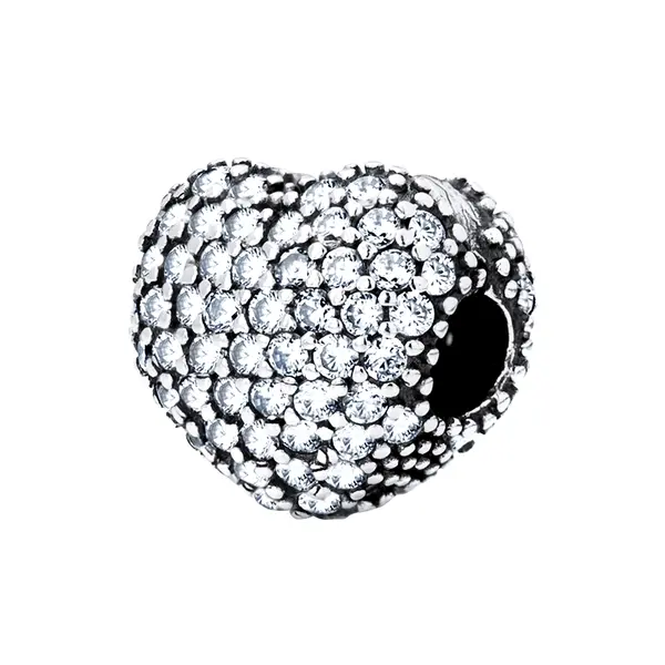 Berloque Prata Art Colection  Coração Aberto Com Zircônias Brancas