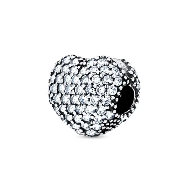Berloque Prata Art Colection  Coração Aberto Com Zircônias Brancas