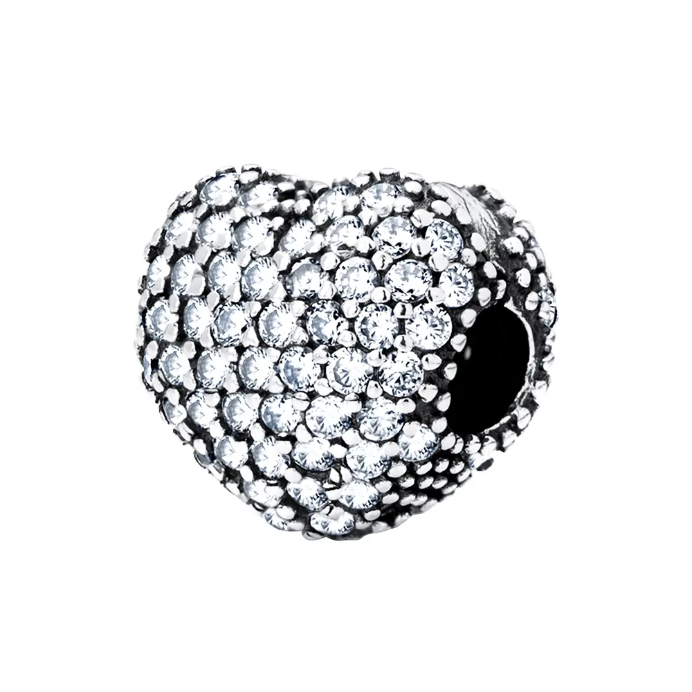 Berloque Prata Art Colection  Coração Aberto Com Zircônias Brancas