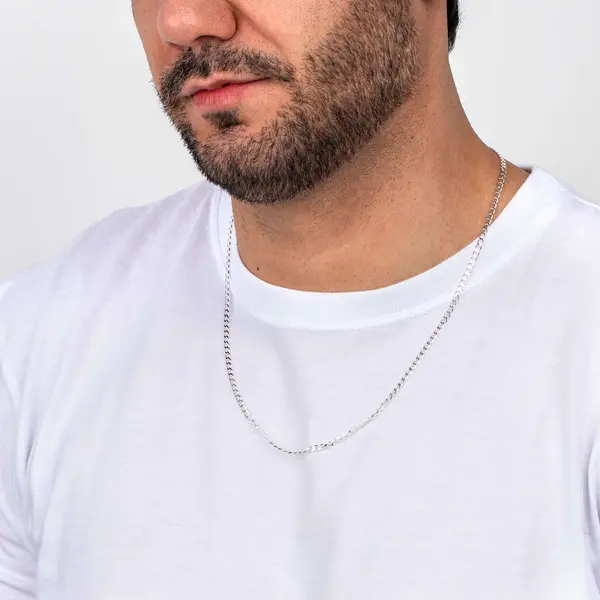 Corrente Prata Masculina Grumet 70cm 3mm