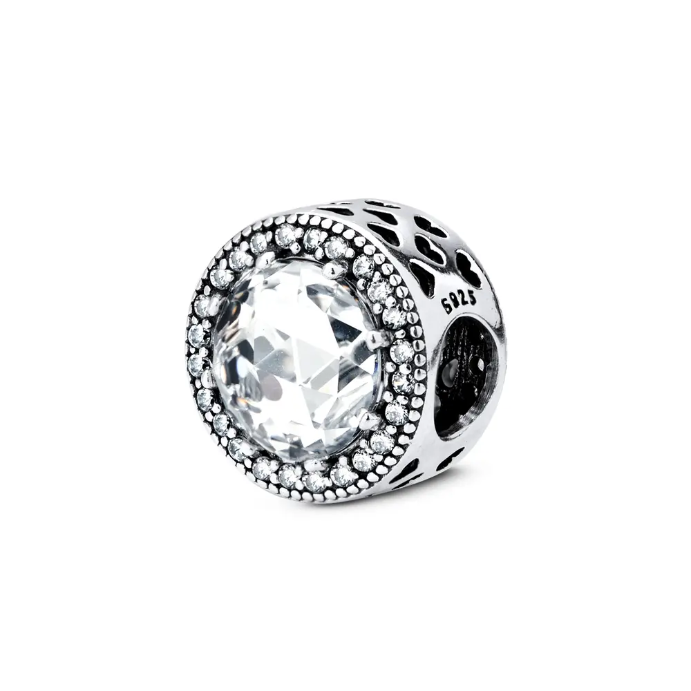 Berloque Prata Art Colection Redondo Com Zircônia Branca
