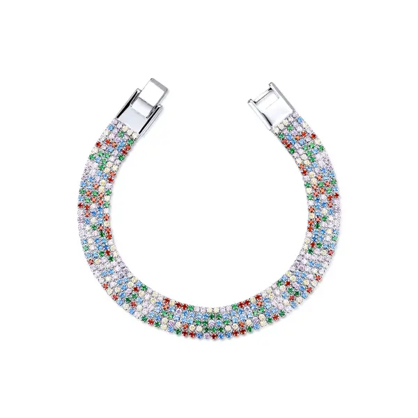 Pulseira  Prata leve Riviera Fios Zircônias Coloridas