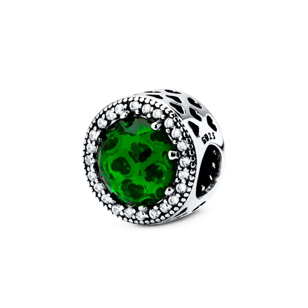 Berloque Prata Art Colection Redondo Com Zircônia Verde