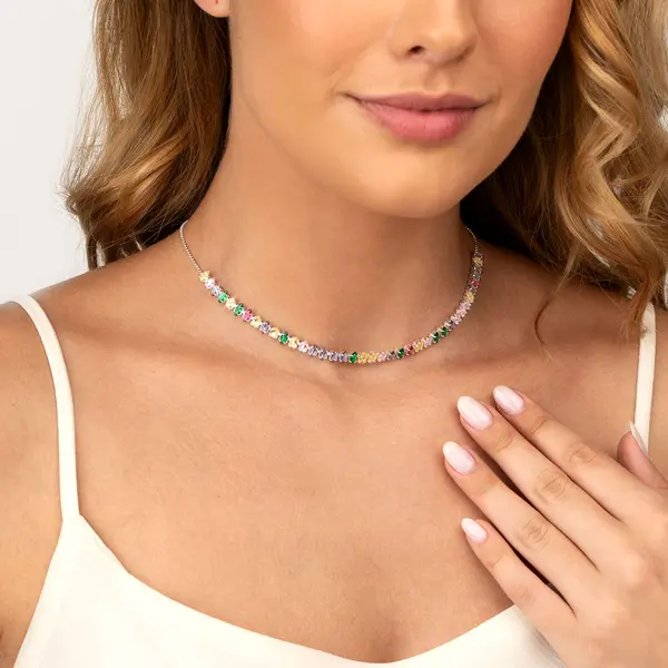 Choker  Prata Leve Riviera Colorida