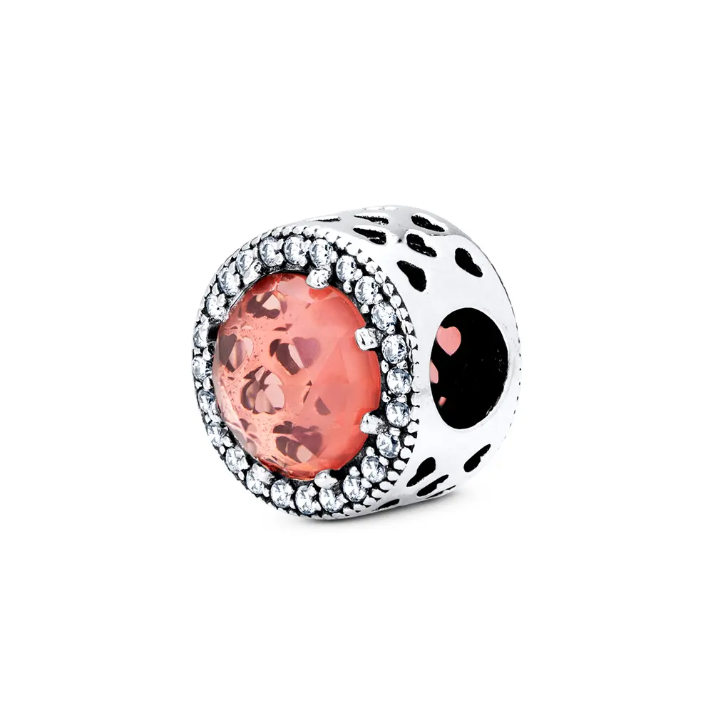 Berloque Prata Art Colection  Com Zircônia Rosa