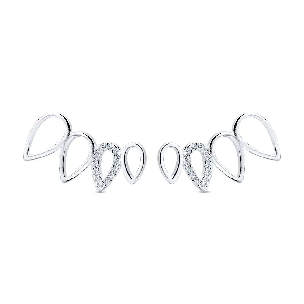 Brinco Prata Ear Cuff Gotas