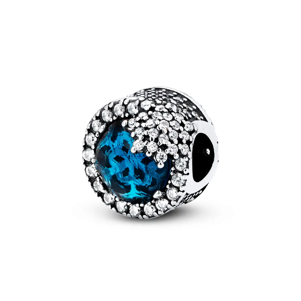Berloque Prata Art Colection Redondo Com Zircônia Azul