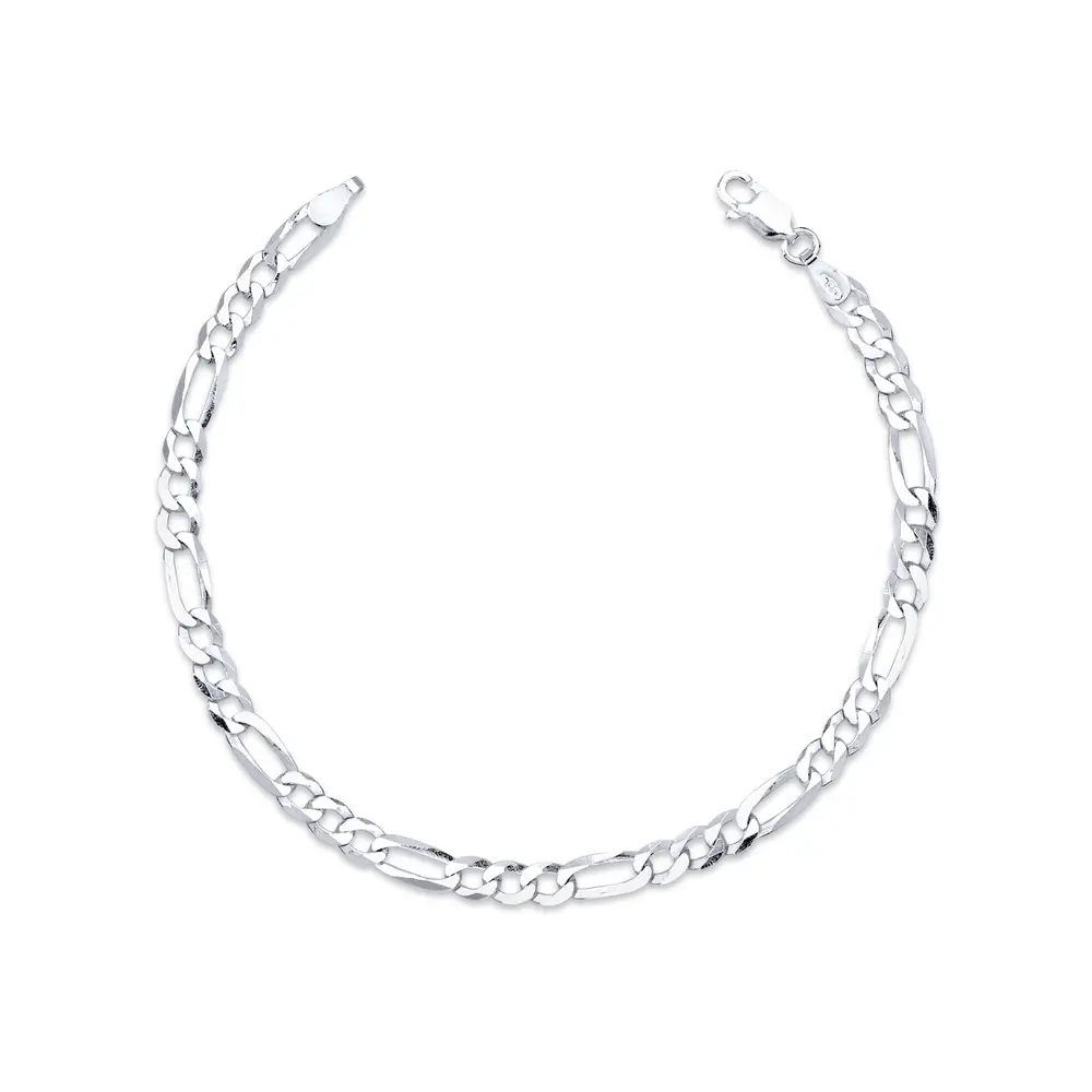 Pulseira Prata Masculina Figaro 21cm 4mm