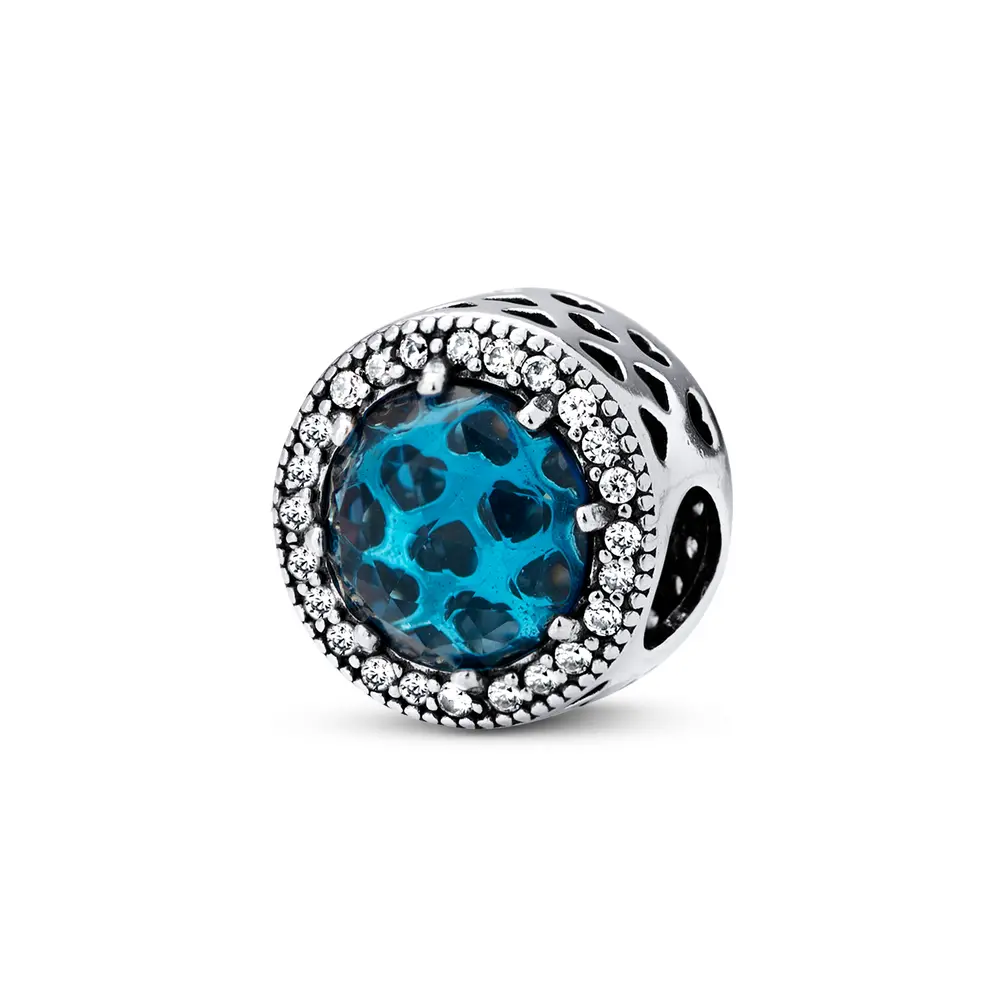Berloque Prata Art Colection  Com Zircônia Azul
