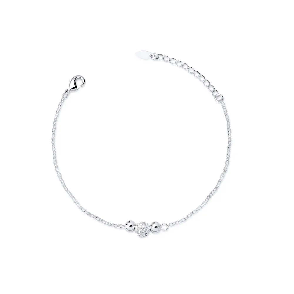 Pulseira  Prata  leve  Com Bolinhas