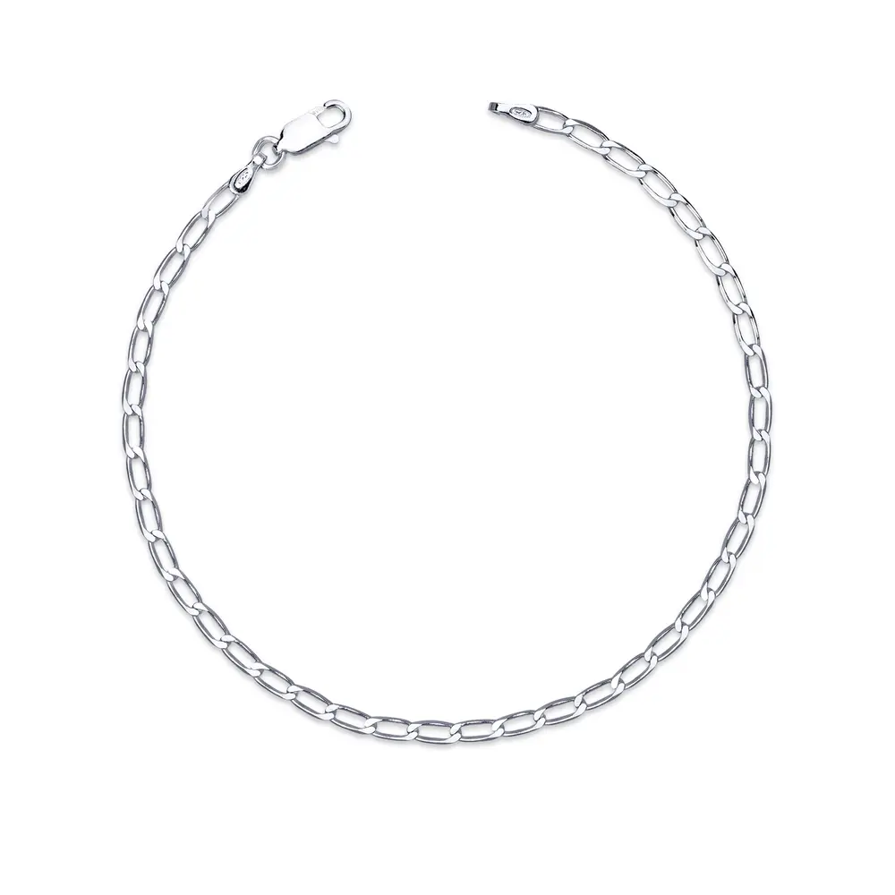 Pulseira Prata Masculina Elos Iguais 21cm 2mm