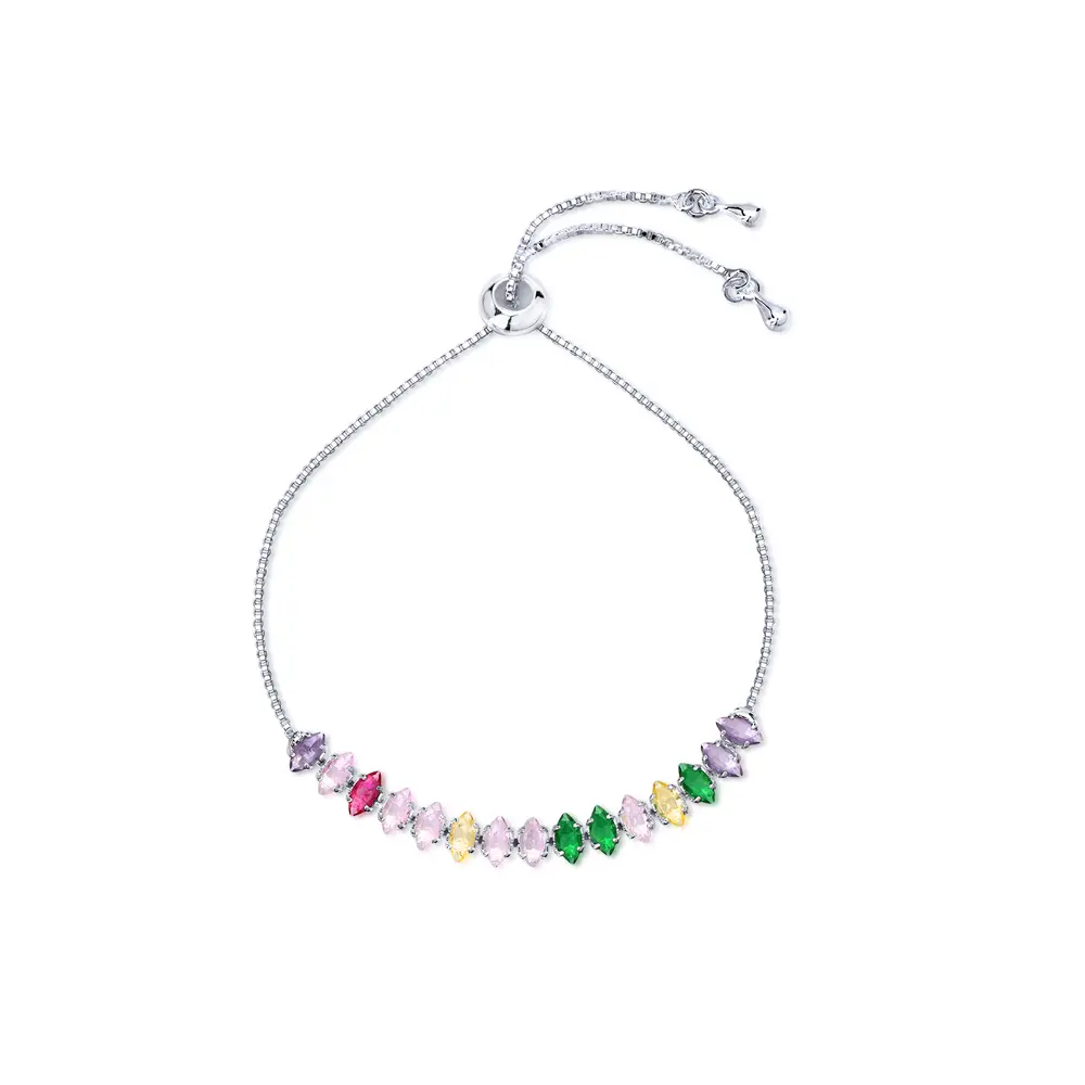 Pulseira  Prata Leve Riviera Colorida