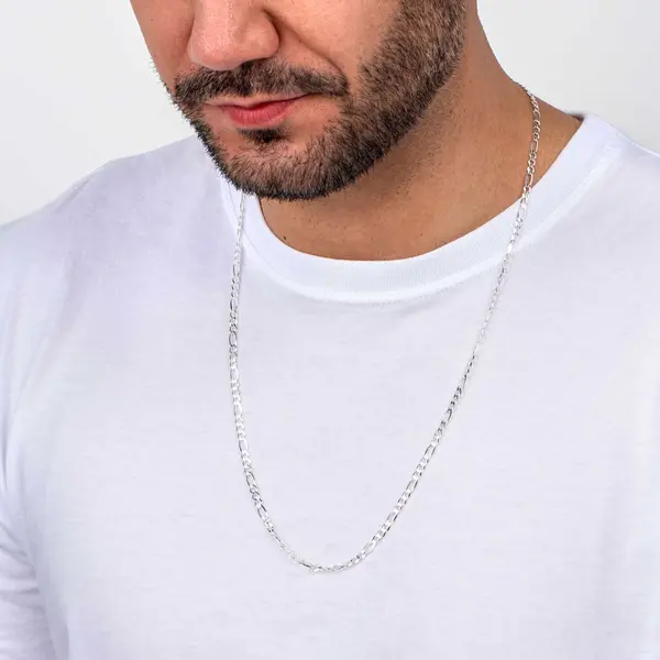 Corrente Prata Masculina Figaro 70cm 3mm
