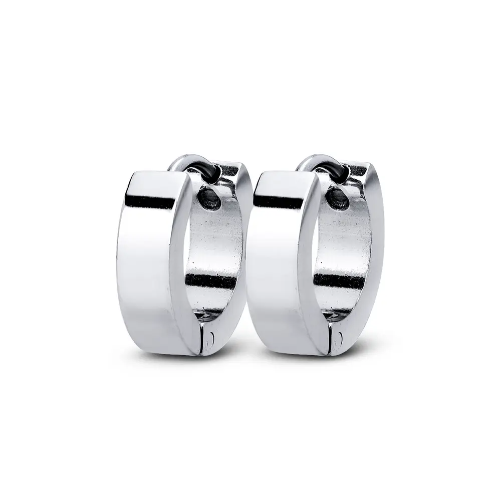 Brinco  Aço Argolinha Com Detalhes Carbonada