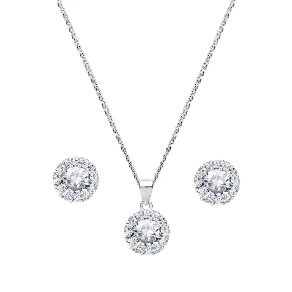 Conjunto  Prata  Com Zircônias