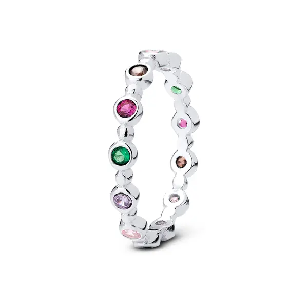 Anel Prata Inteiro Zircônias Coloridas