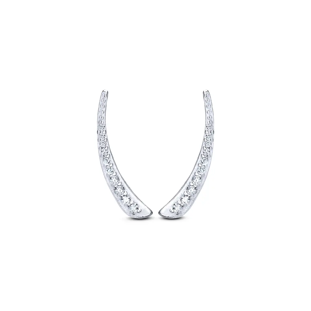 Brinco Prata Ear Cuff   Com Zircônias