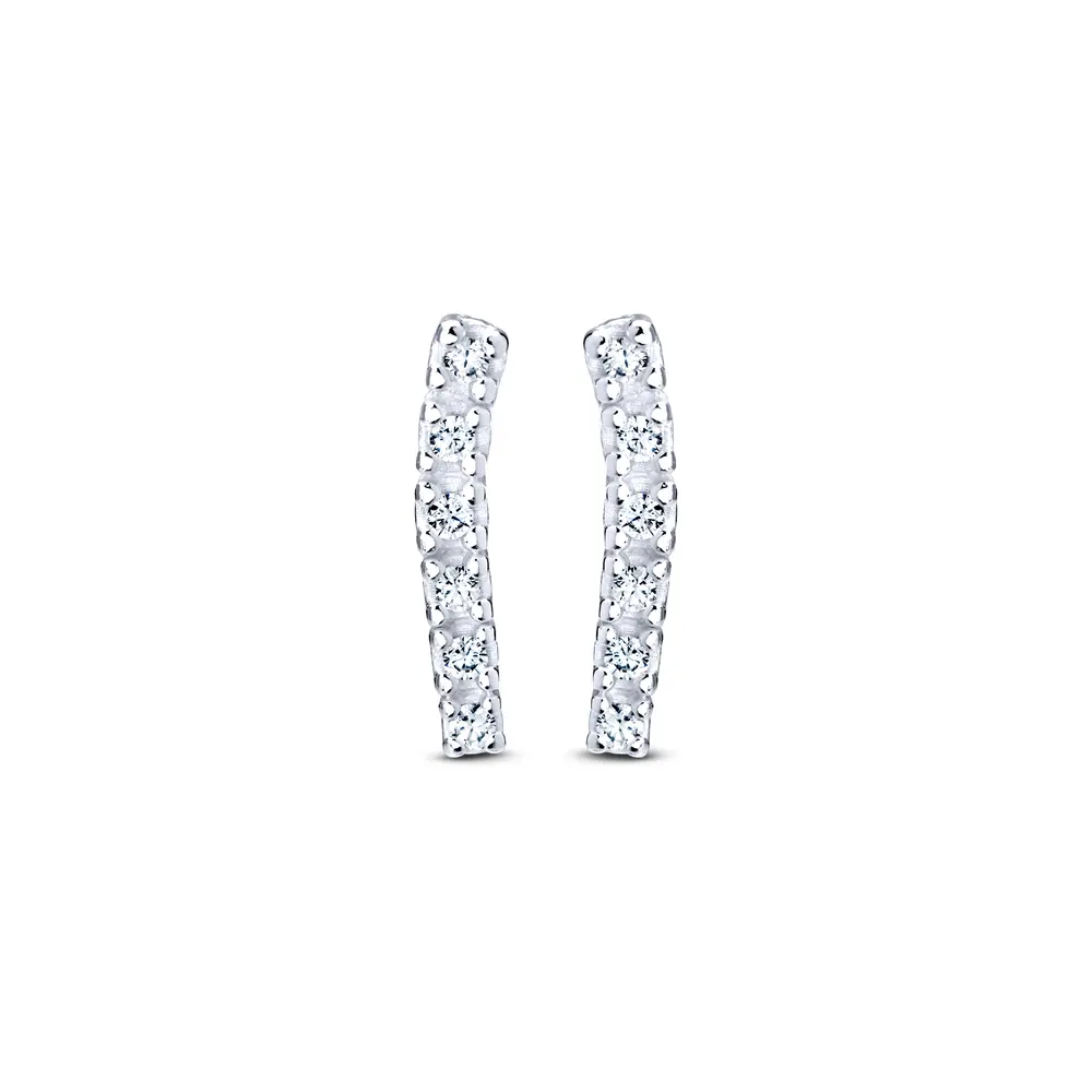 Brinco Prata Ear Cuff Com Zircônias