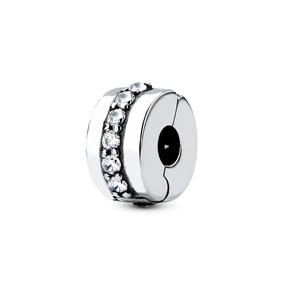 Berloque Prata Art Colection Redondo Com Zircônias Brancas