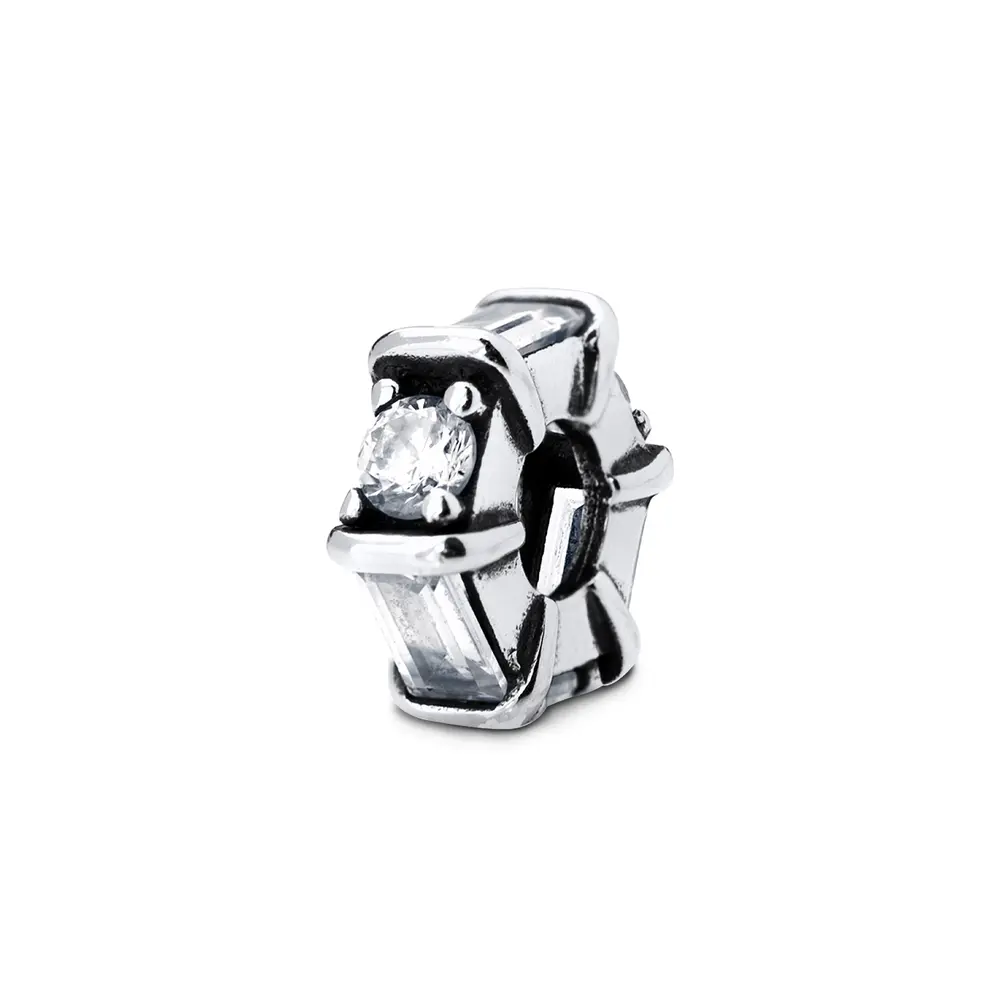 Berloque Prata Art Colection Redondo Com Zircônias Brancas