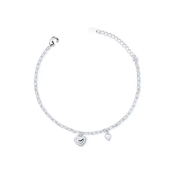 Pulseira  Prata  leve  Corações
