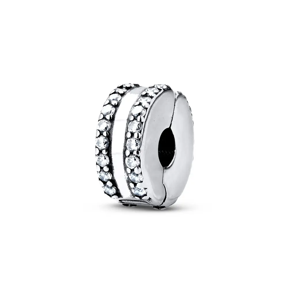 Berloque Prata Art Colection Aberto  Redondo Com Zircônia Branca