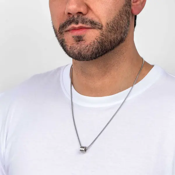 Corrente  Aço Masculina com Pingente 60cm 2mm