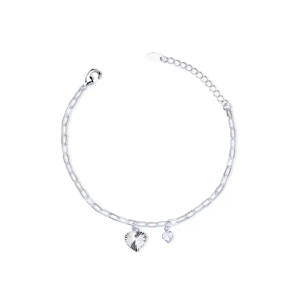 Pulseira  Prata  leve  Corações
