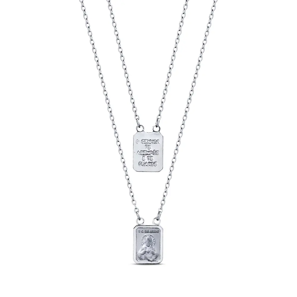 Escapulário  Aço  Nossa Senhora Carmo E Sagrado Coração De Jesus