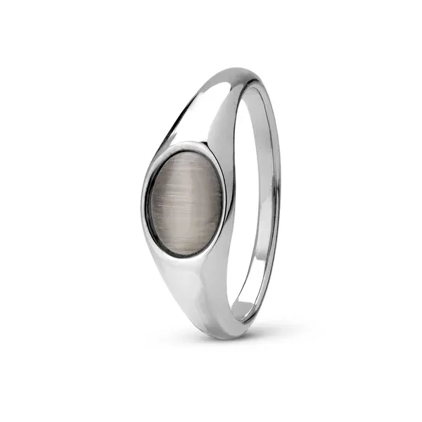 Anel Aço Agata Olho De  Gato