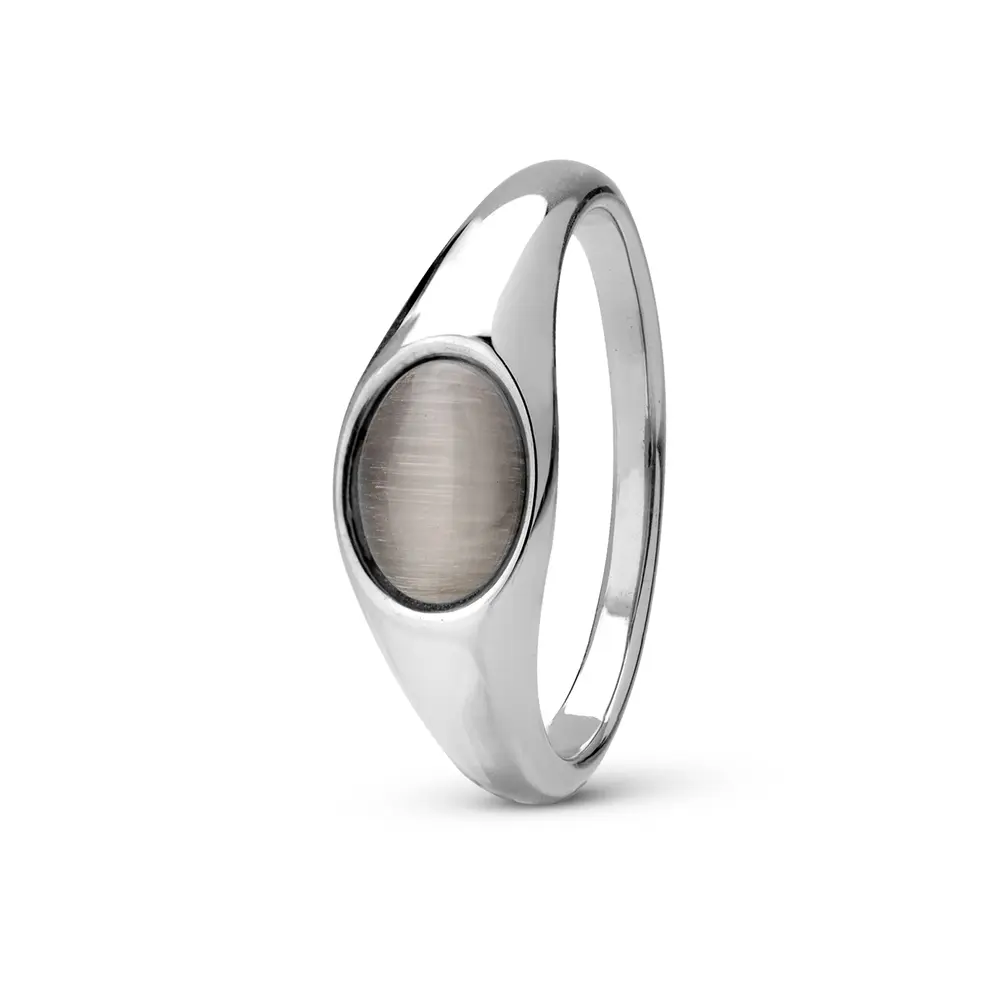 Anel Aço Agata Olho De  Gato