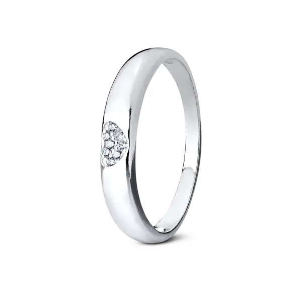 Anel Prata Coração Com Zircônias