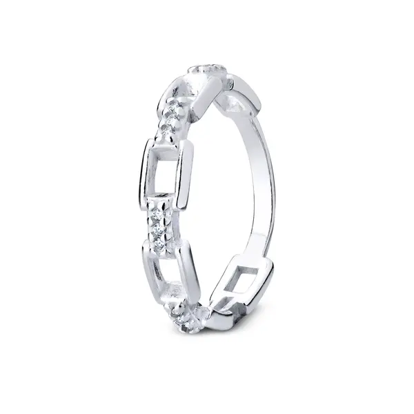 Anel  Prata  Inteiro Vazado Trabalhada