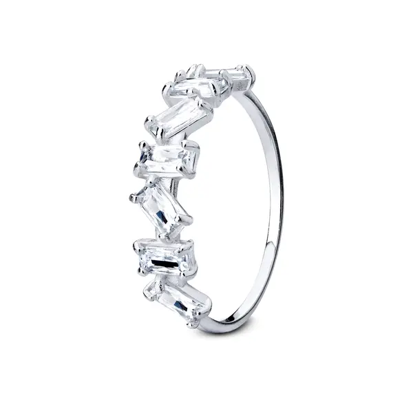 Anel  Prata Com Zircônias