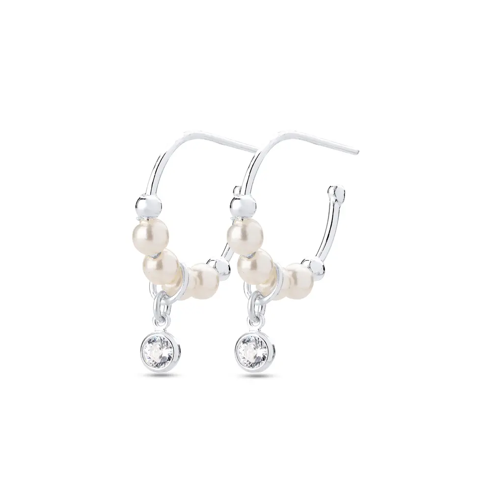 Brinco Prata Leve Essence Argola Pérola Mini