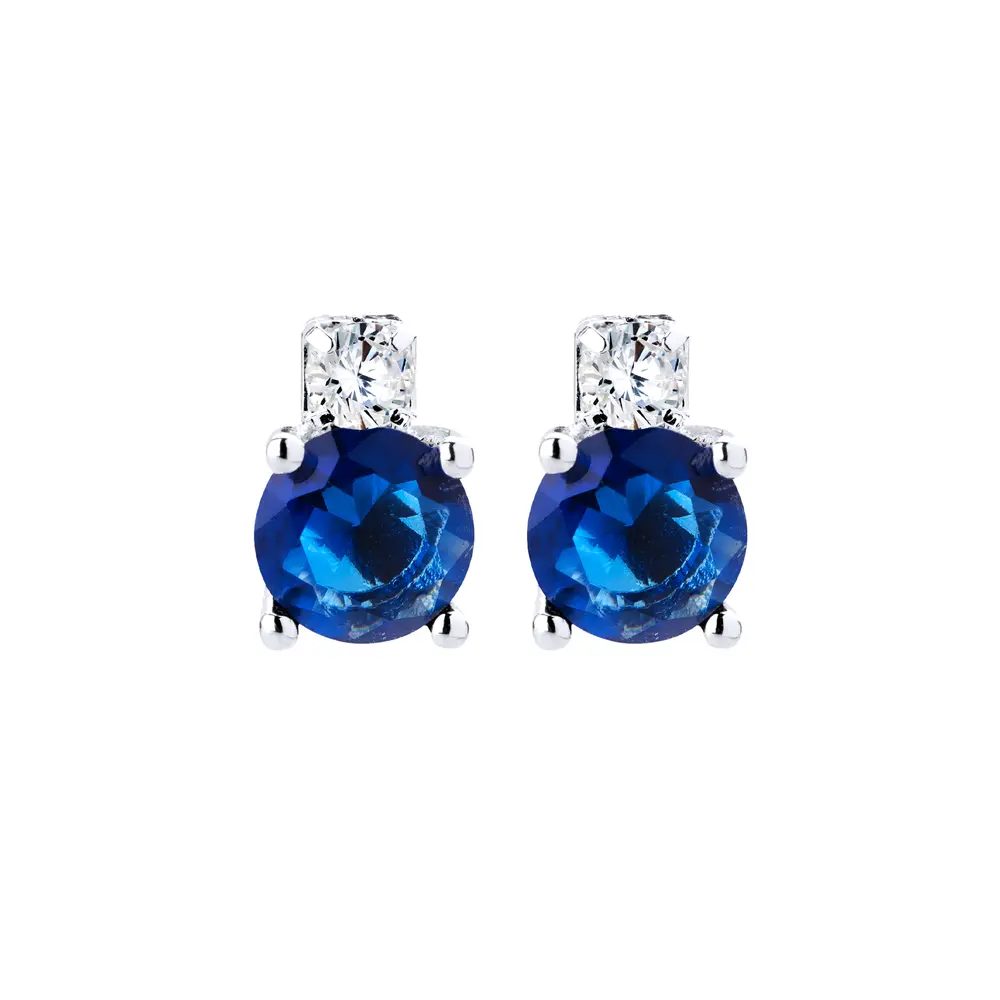 Brinco Prata Leve Essence Zircônia Azul Escuro