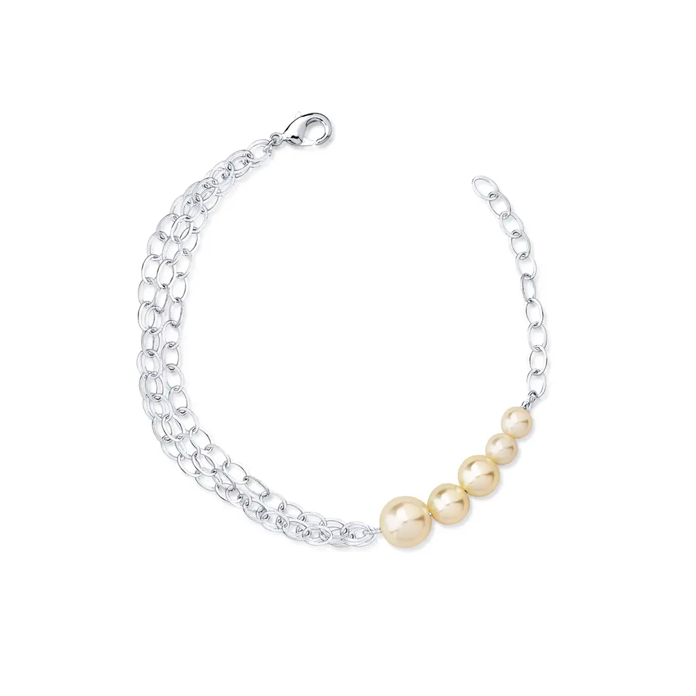 Pulseira Prata Leve Essence Maxi Pérola