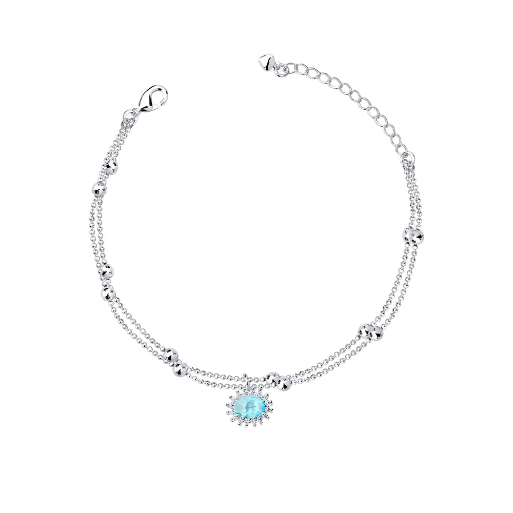 Pulseira  Prata Leve Essence Azul com Zircônias